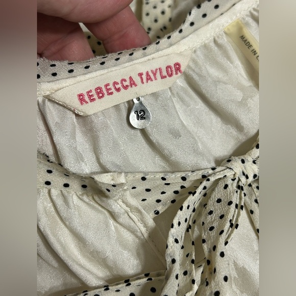 Rebecca Taylor 100% Silk Double Bow Tie Leopard and Polka Dot Blouse - Picture 5 of 7